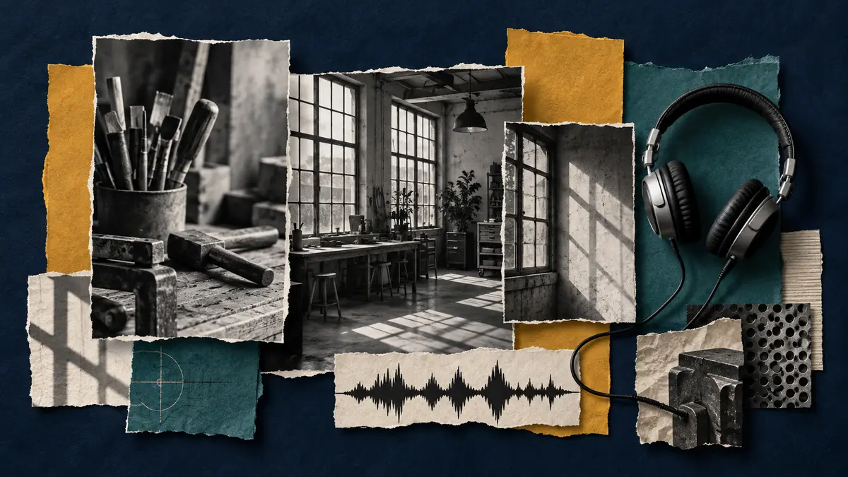Shared exhibition project Photographs, layout paper and headphones