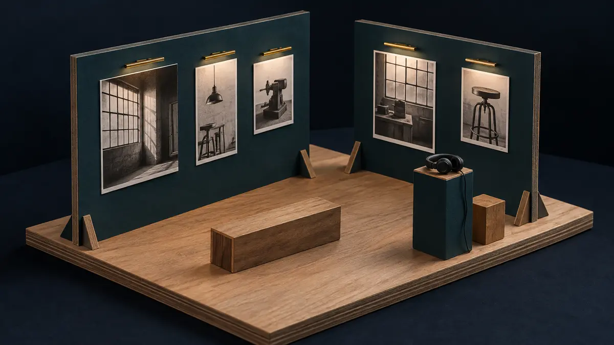 Exhibition prototype Exhibition model with photographs and a listening point