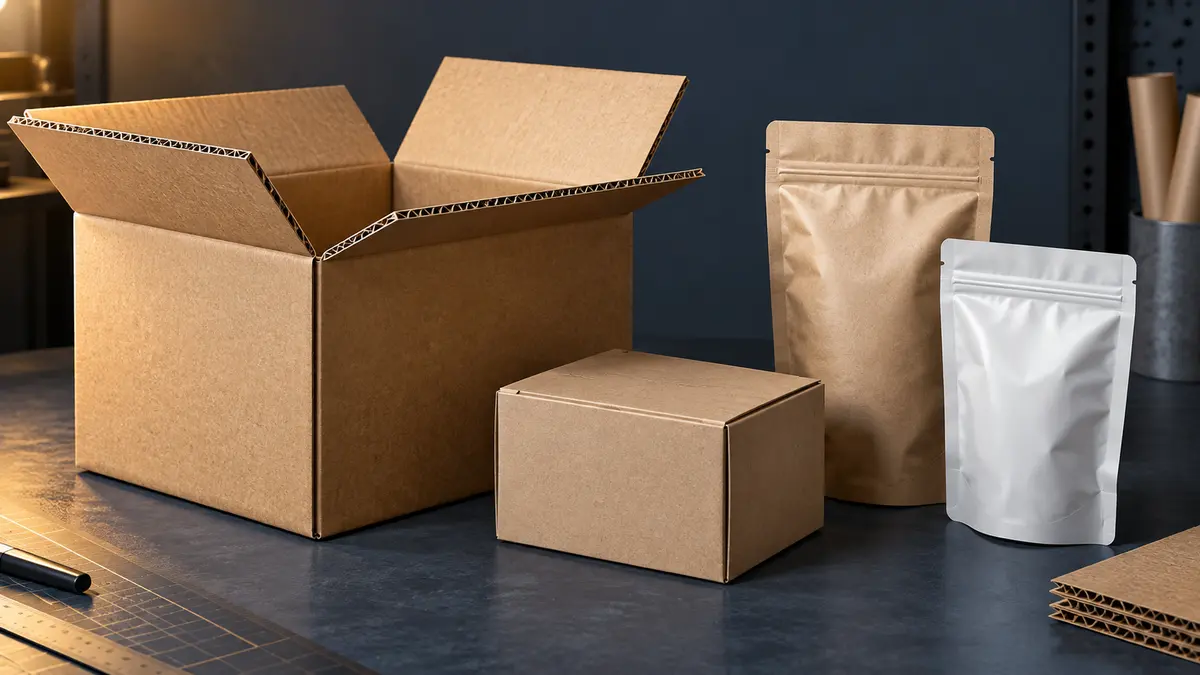 Cardboard boxes and flexible pouches