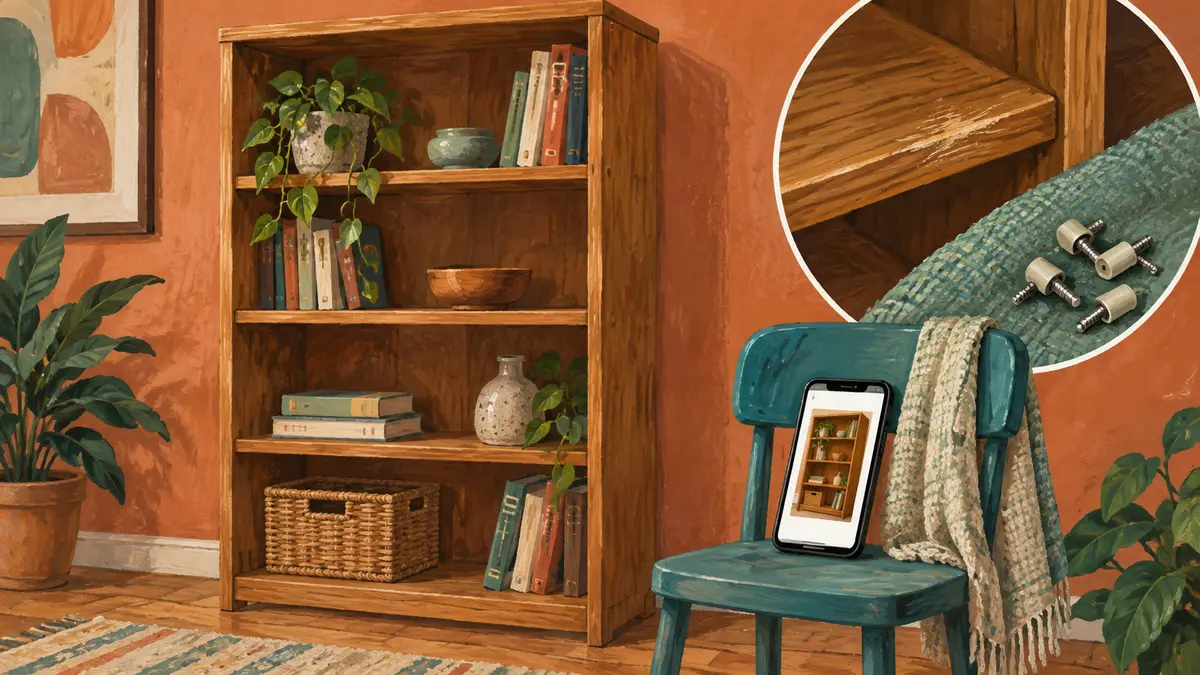 Used bookcase, listing photo and shelf fittings