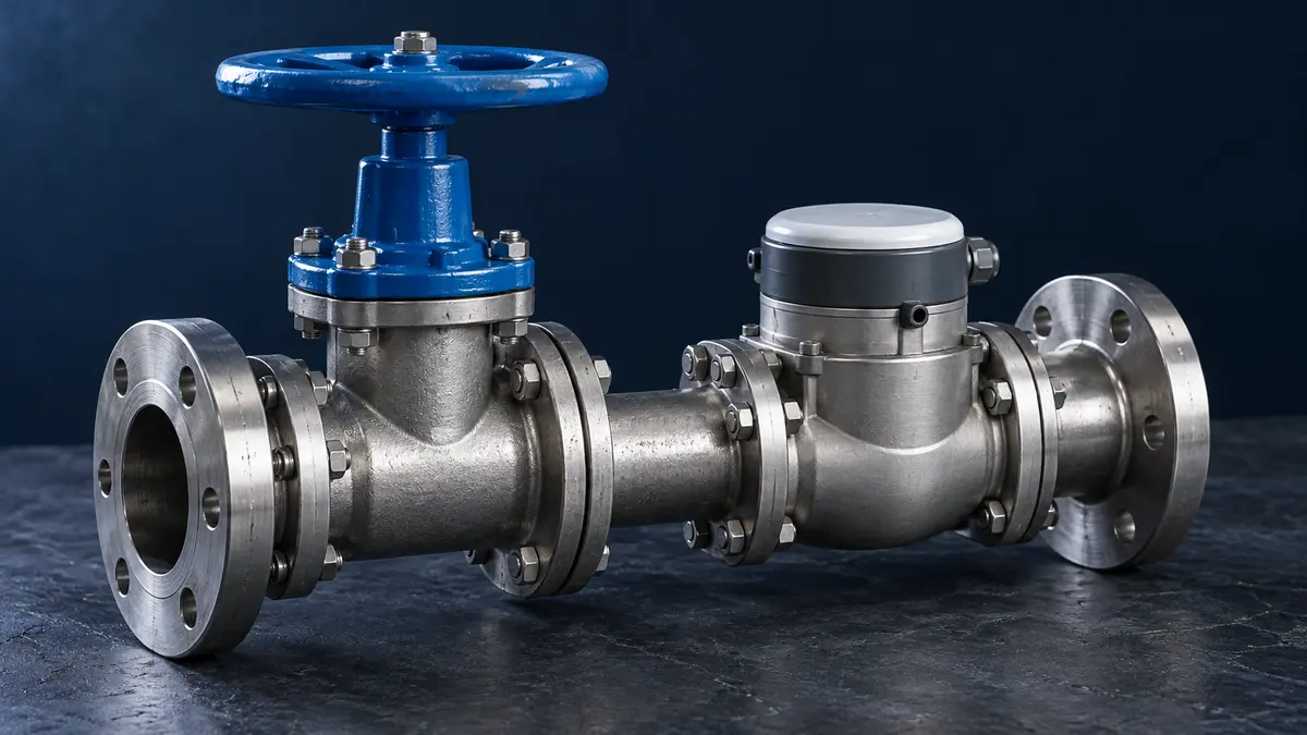 Industrial water equipment Industrial pipe with a valve and meter housing