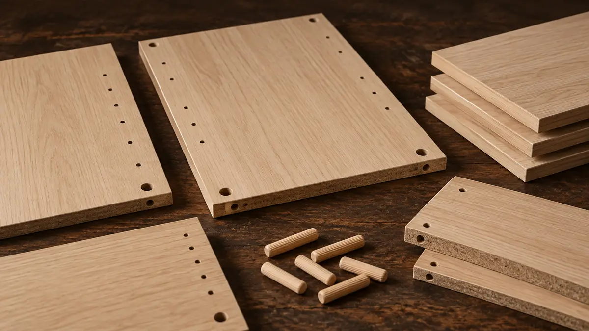 Furniture components Furniture panels and wooden dowels