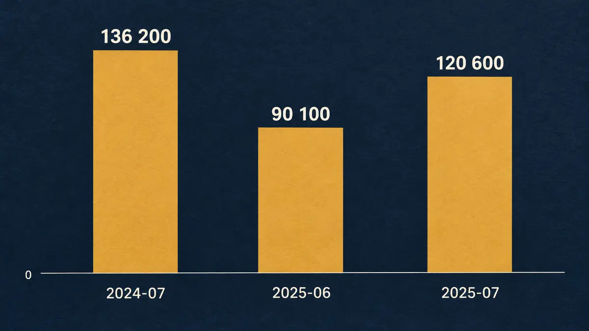 New passenger-car sales, vehicles New passenger-car sales in July 2024, June 2025 and July 2025