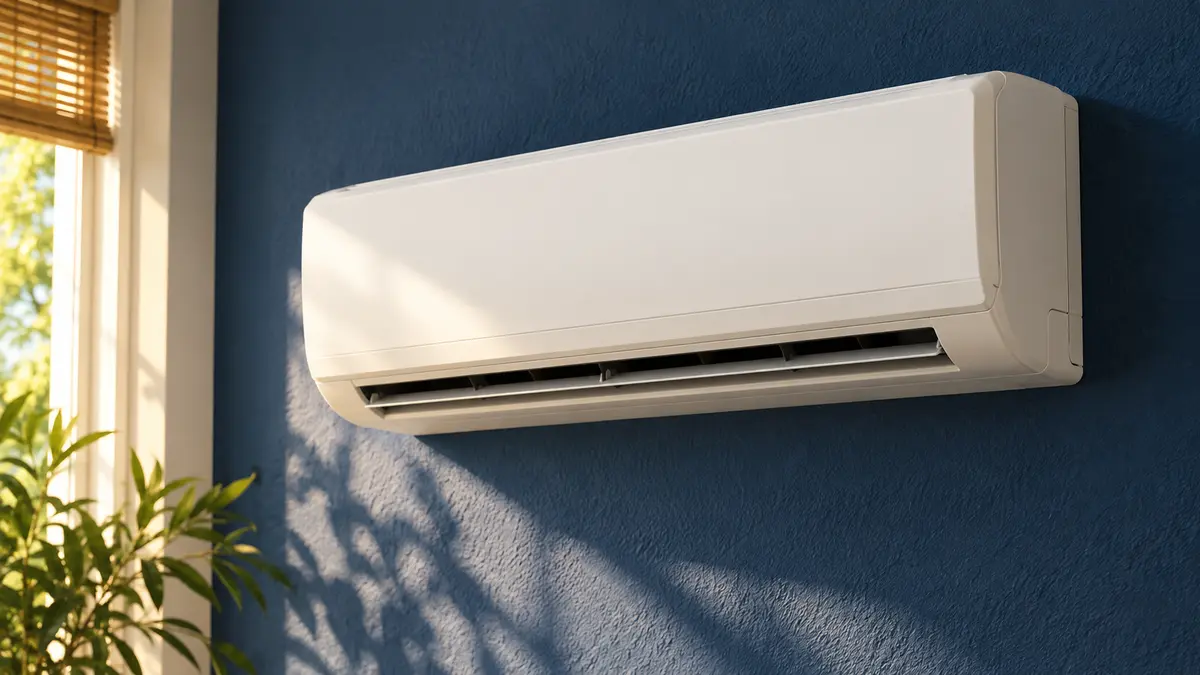 Domestic air conditioner Wall-mounted air conditioner in summer sunlight