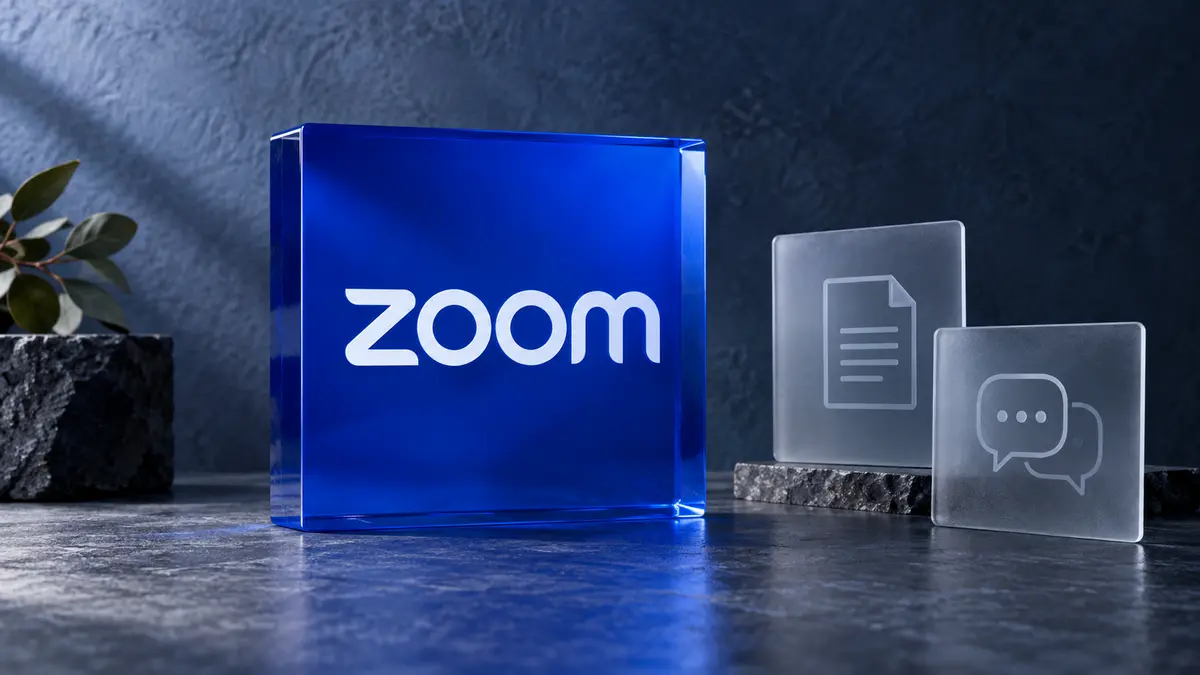 Zoom Workplace collaboration tools Zoom wordmark beside document and chat symbols